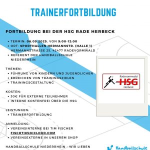 Trainerfortbildung in Kooperation mit der HSG Rade Herbeck am 6.9.2025