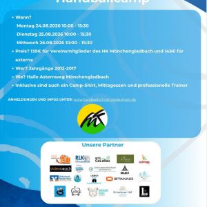 Sommerhandballcamp in Kooperation mit dem HK M&ouml;nchengladbach vom 24.08.2026 bis 26.08.2026