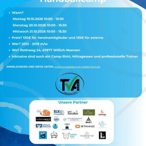 Herbsthandballcamp in Kooperation mit dem TV Anrath vom 19.10.2026 bis 21.10.2026