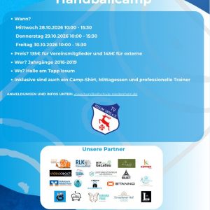 Herbsthandballcamp in Kooperation mit dem TV Issum vom 28.10.2026 bis 30.10.2026